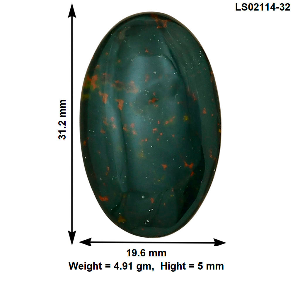 Blood Stone 31.2x19.6x5 mm Oval Gemstone LS02114-32