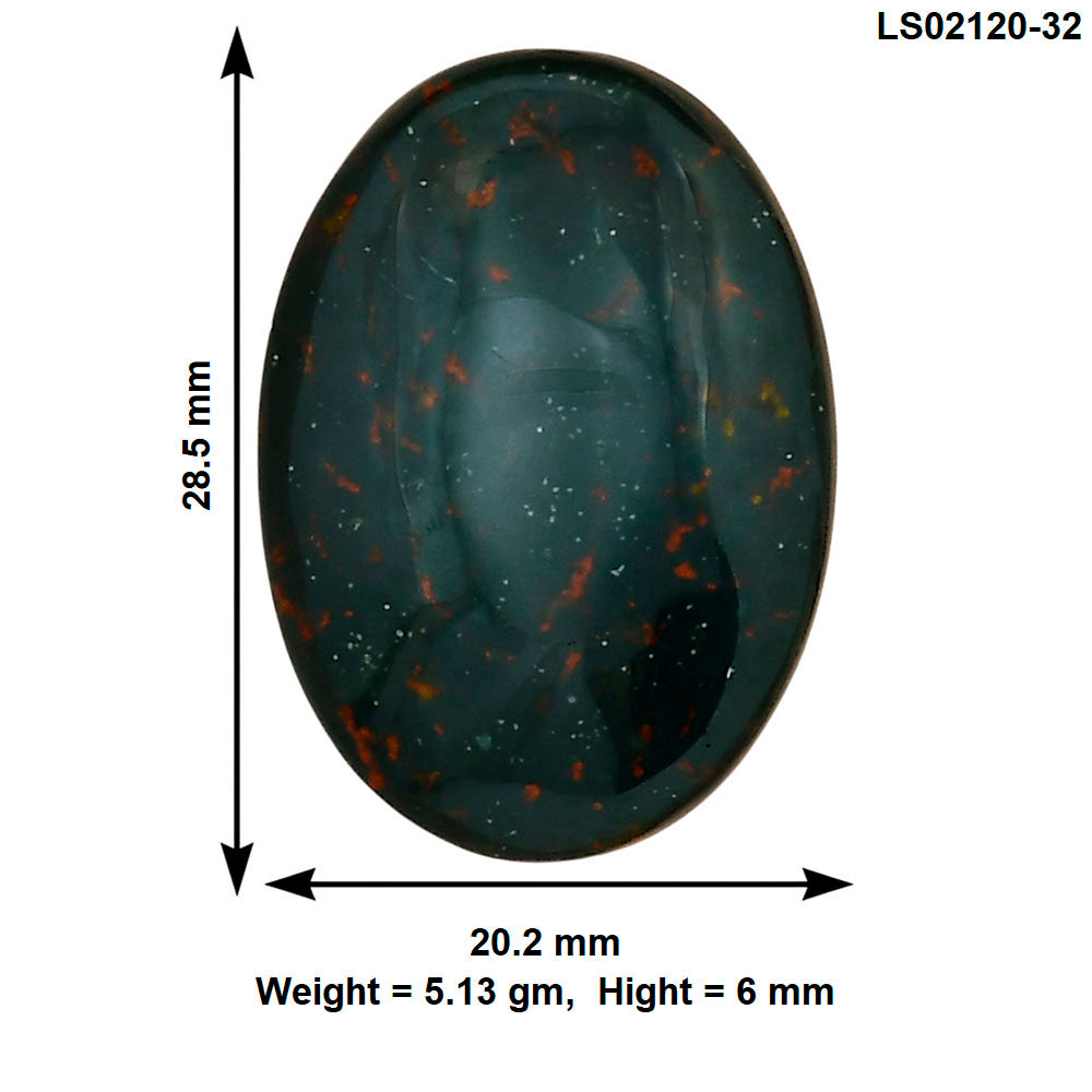 Blood Stone 28.5x20.2x6 mm Oval Gemstone LS02120-32