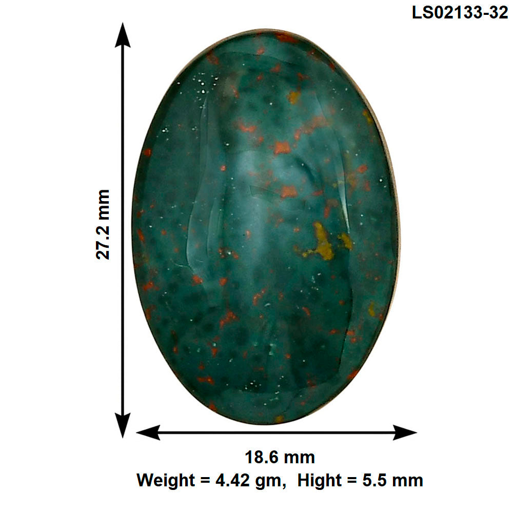 Blood Stone 27.2x18.6x5.5 mm Oval Gemstone LS02133-32