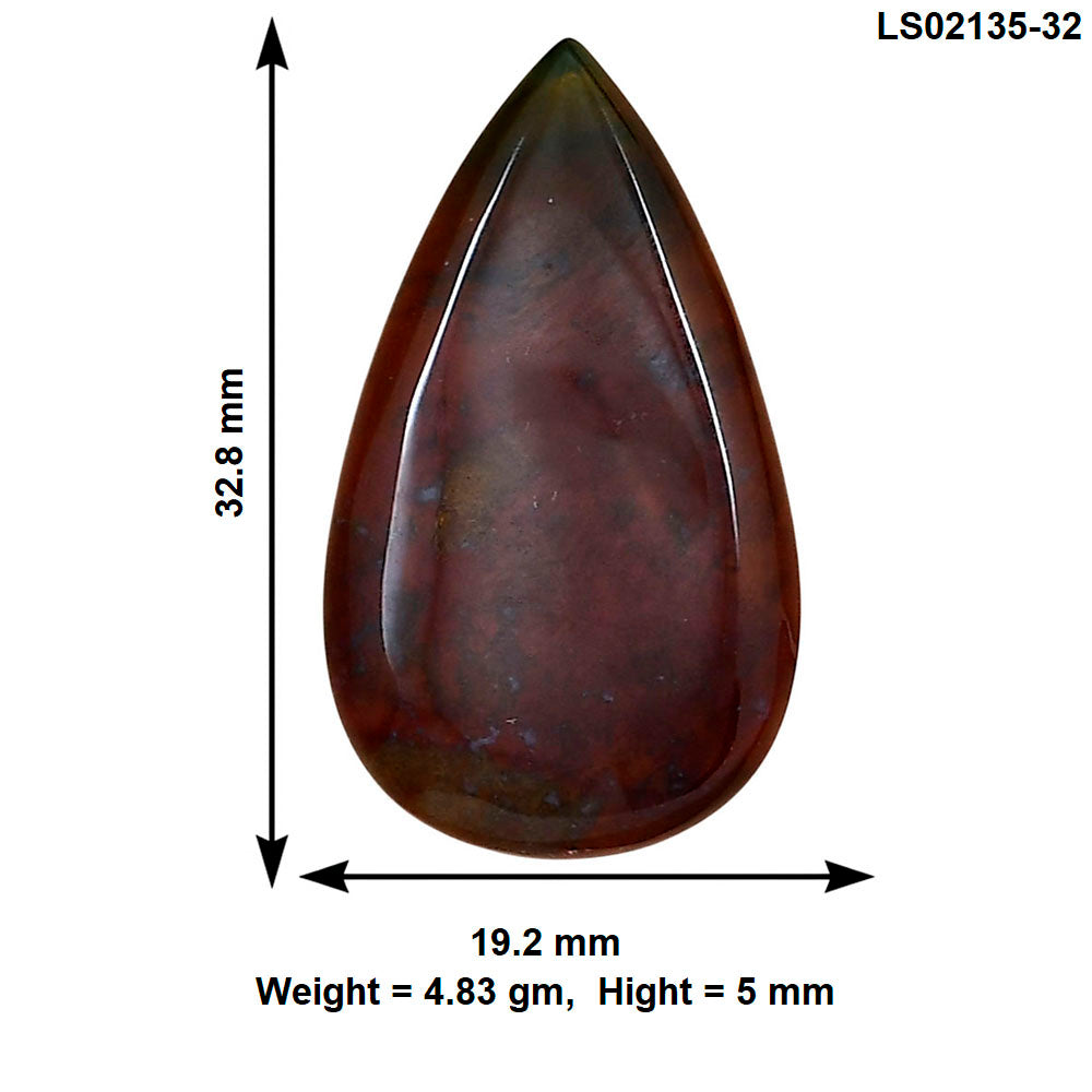 Blood Stone 32.8x19.2x5 mm Pear Gemstone LS02135-32