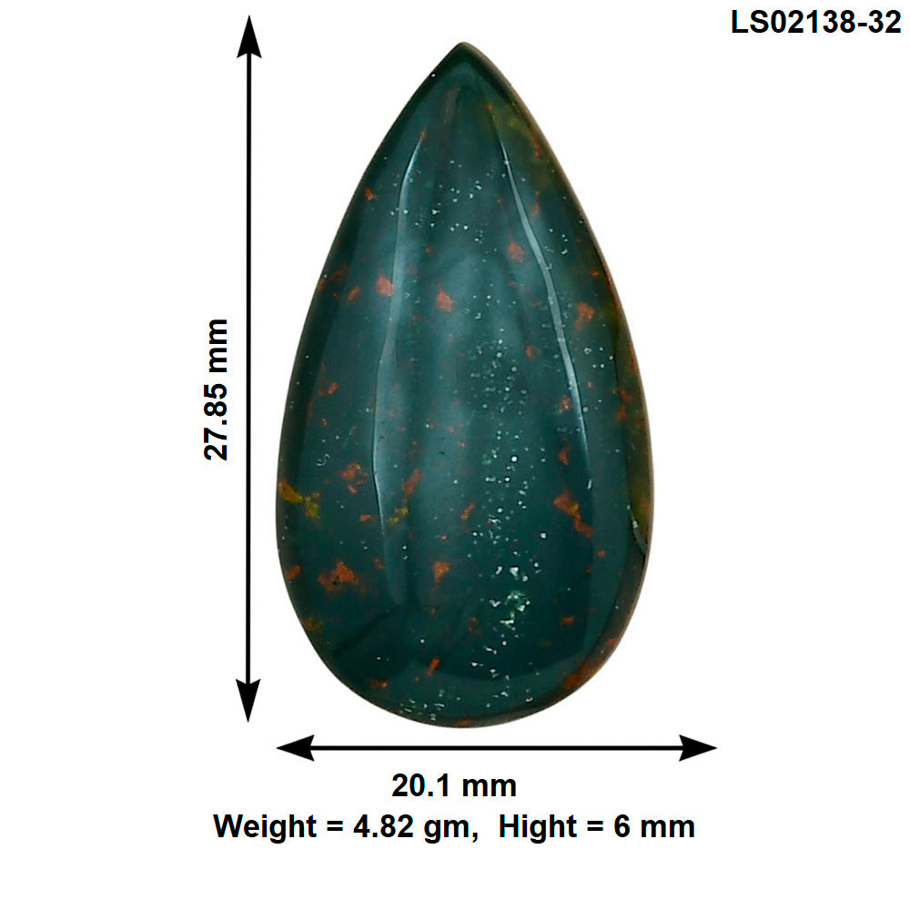 Blood Stone 27.85x20.1x6 mm Pear Gemstone LS02138-32