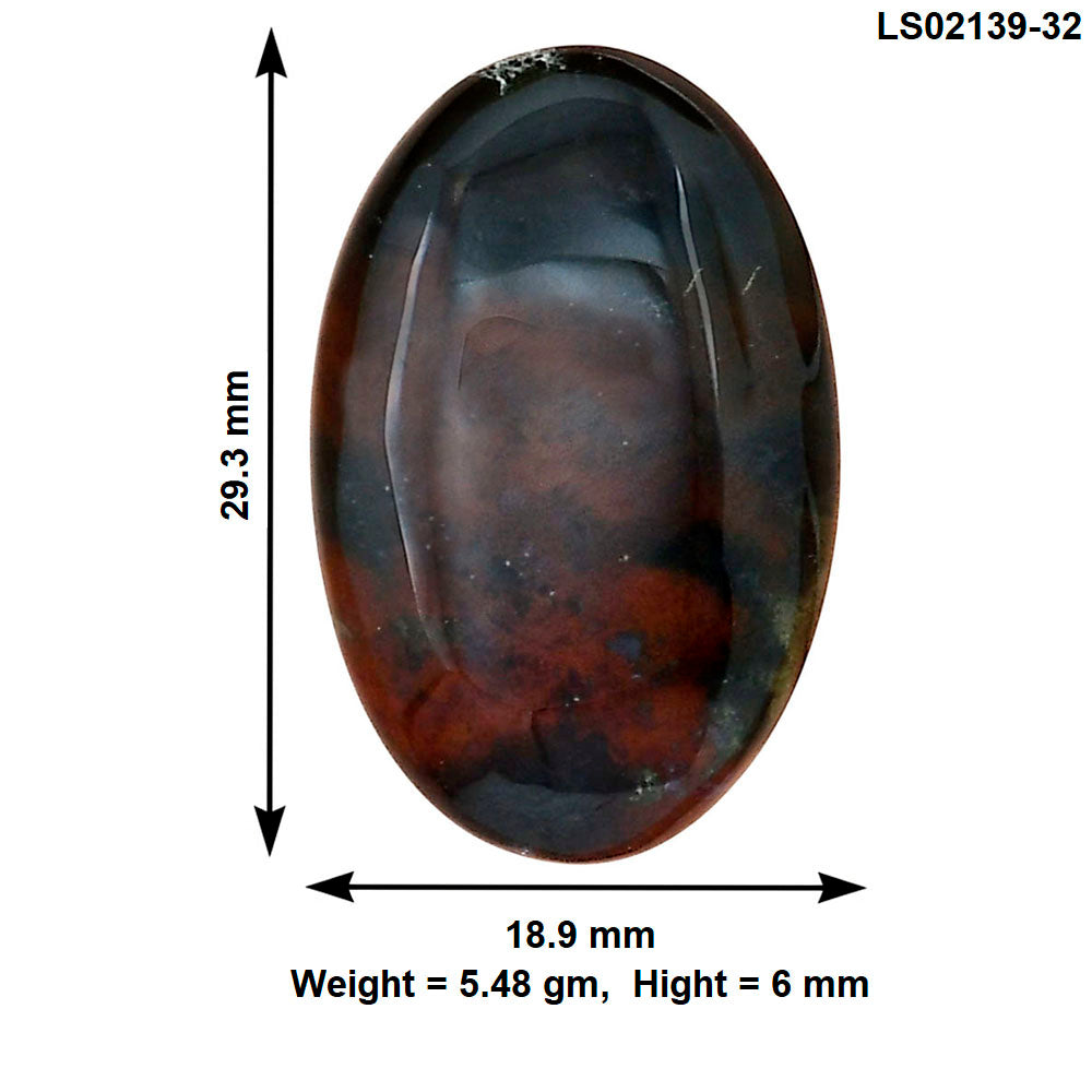 Blood Stone 29.3x18.9x6 mm Oval Gemstone LS02139-32