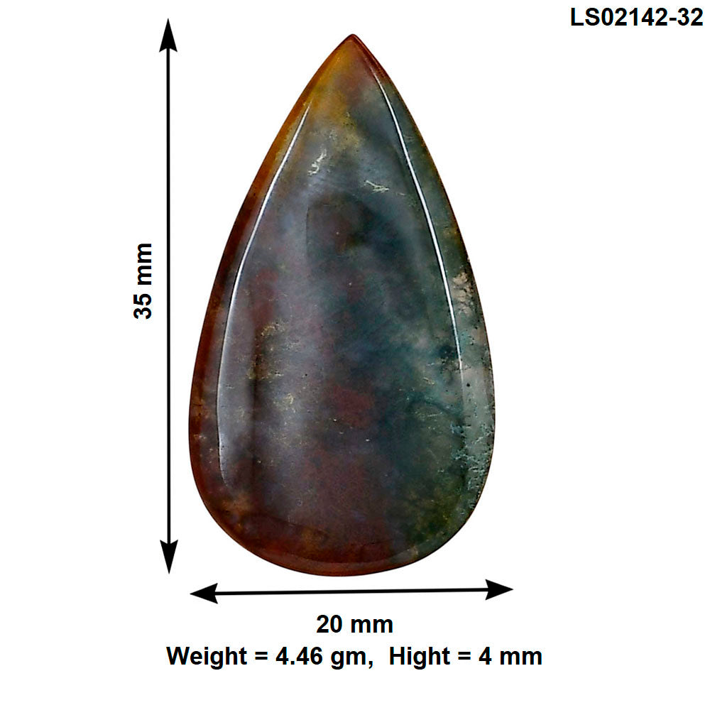 Blood Stone 35x20x4 mm Pear Gemstone LS02142-32