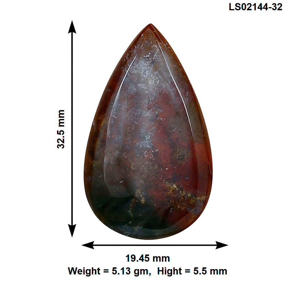 Blood Stone 32.5x19.45x5.5 mm Pear Gemstone LS02144-32