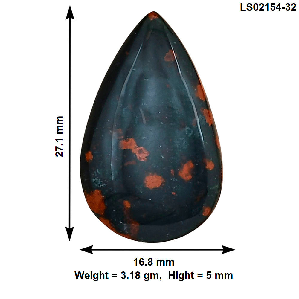 Blood Stone 27.1x16.8x5 mm Pear Gemstone LS02154-32
