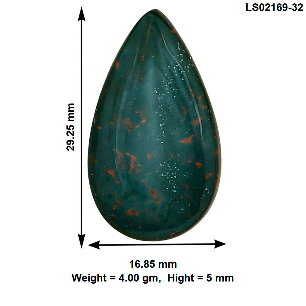 Blood Stone 29.25x16.85x5 mm Pear Gemstone LS02169-32