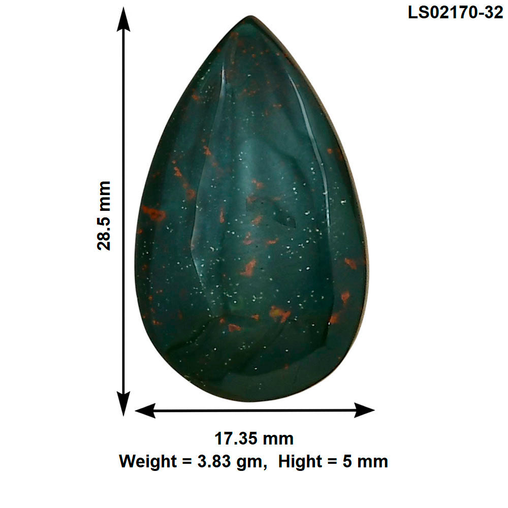Blood Stone 28.5x17.35x5 mm Pear Gemstone LS02170-32