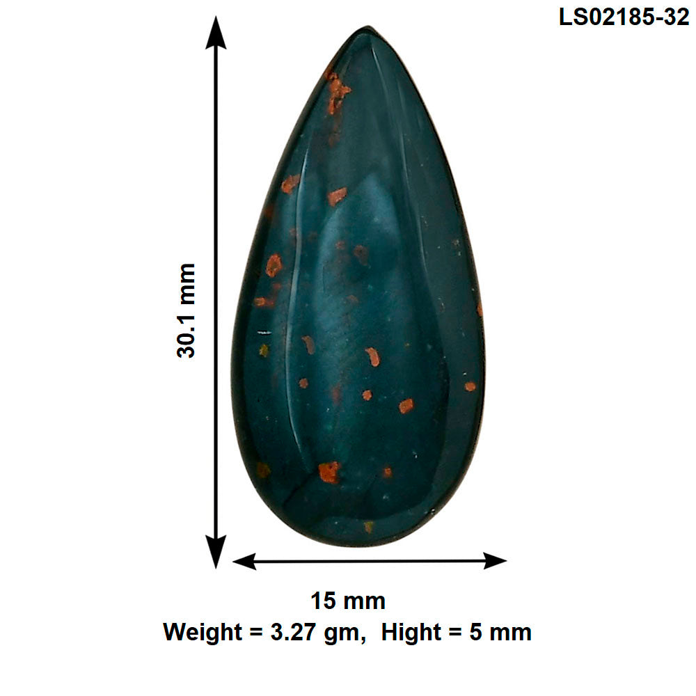 Blood Stone 30.1x15x5 mm Pear Gemstone LS02185-32