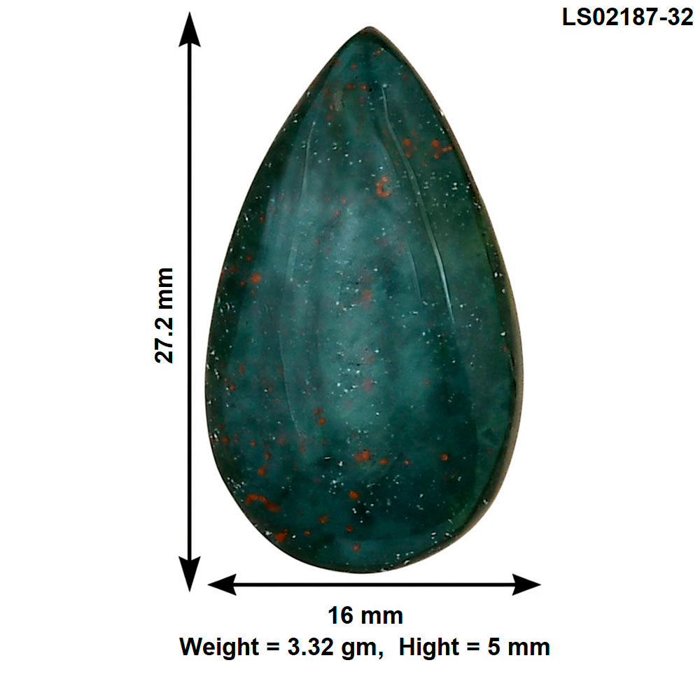 Blood Stone 27.2x16x5 mm Pear Gemstone LS02187-32