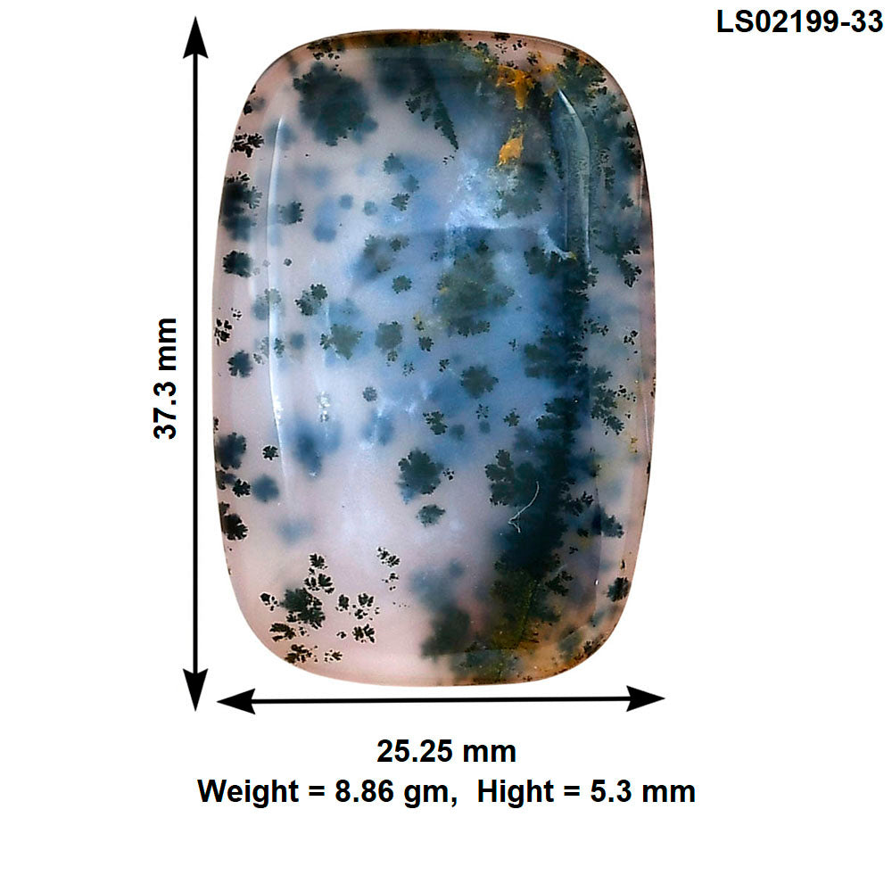 Robinson Ranch Plume Agate 37.3x25.25x5.3mm Baguette Gemstone LS02199-33