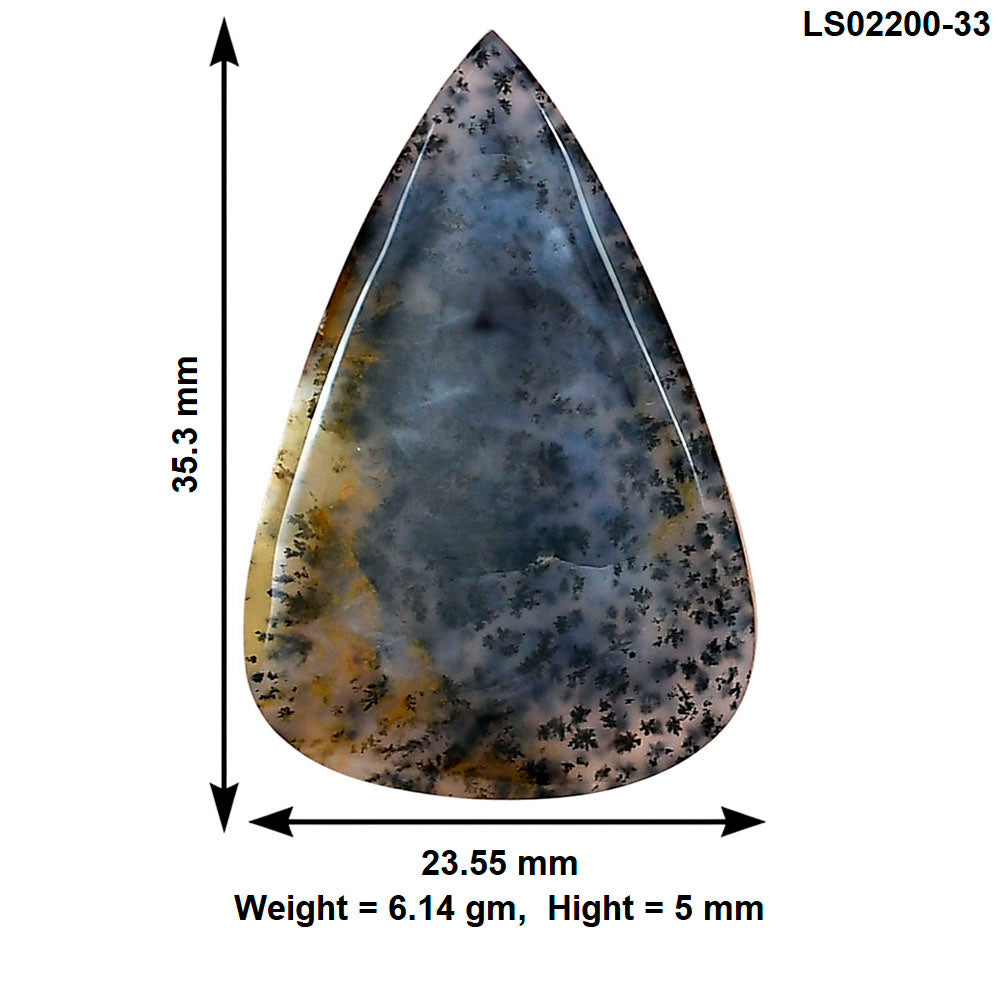 Robinson Ranch Plume Agate 35.3x23.55x5 mm Pear Gemstone LS02200-33