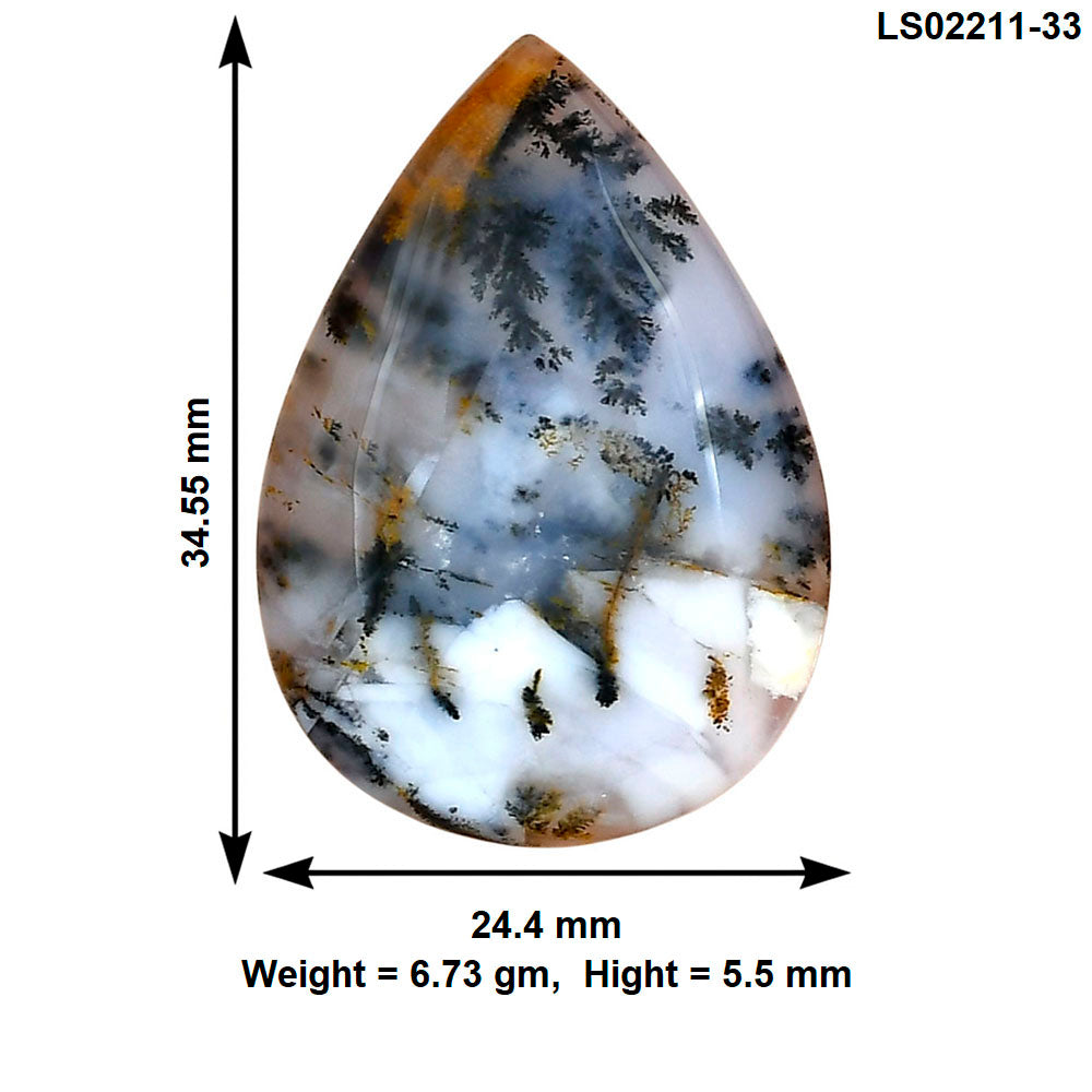 Robinson Ranch Plume Agate 34.55x24.4x5.5 mm Pear Gemstone LS02211-33
