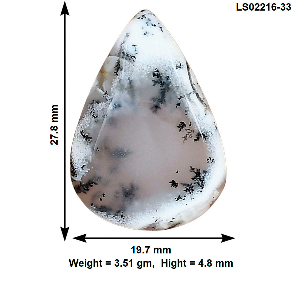 Robinson Ranch Plume Agate 27.8x19.7x4.8 mm Pear Gemstone LS02216-33