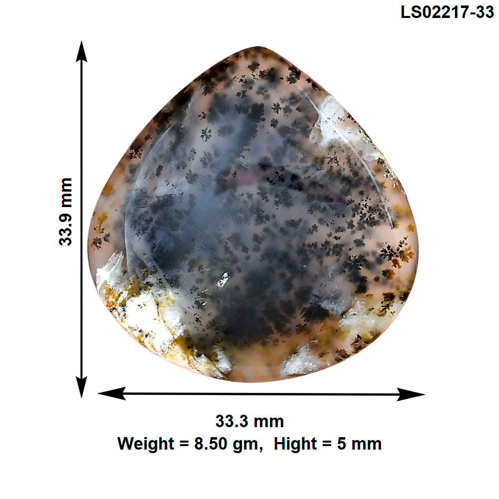 Robinson Ranch Plume Agate 33.9x33.3x5 mm Heart Gemstone LS02217-33