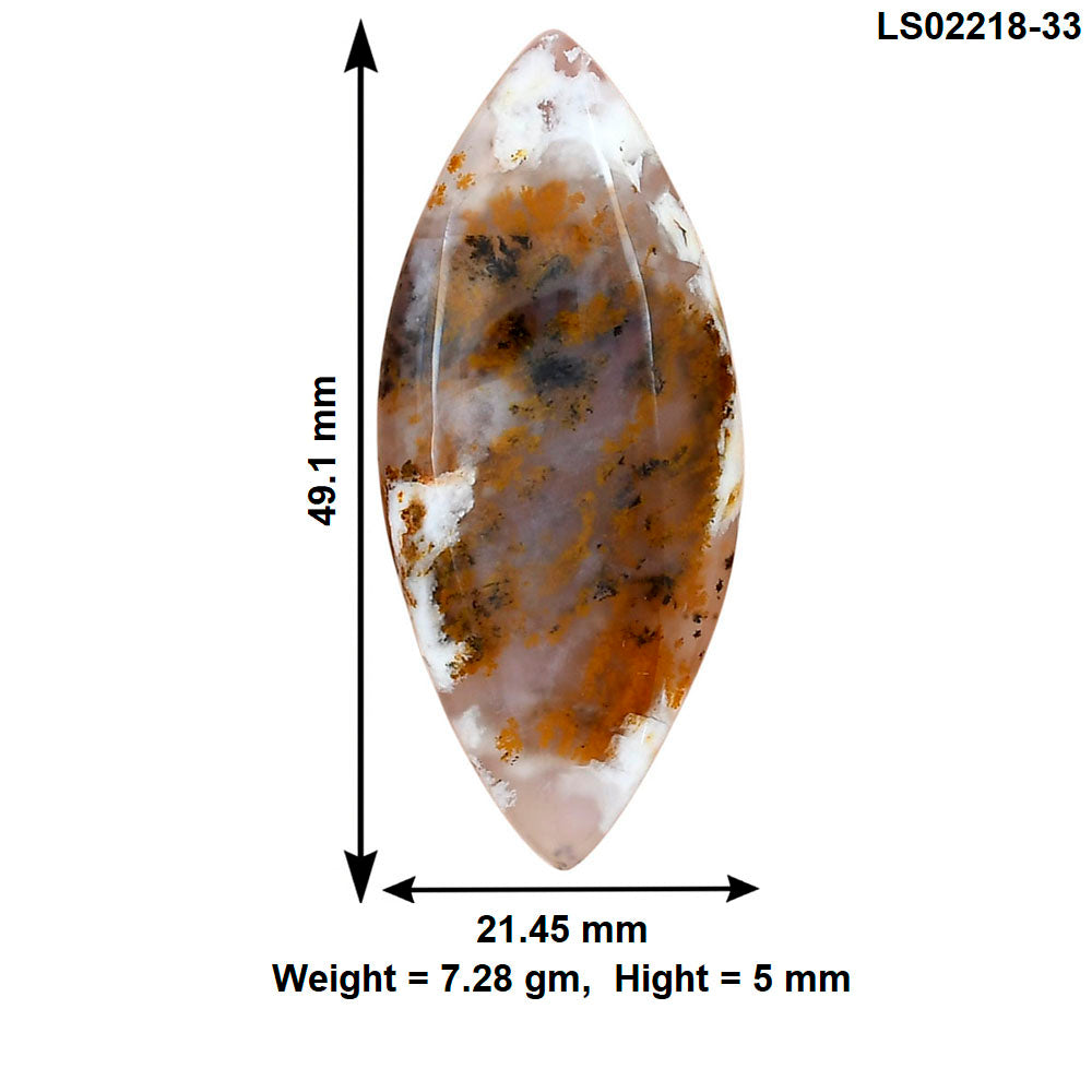 Robinson Ranch Plume Agate 49.1x21.45x5 mm Marquise Gemstone LS02218-33