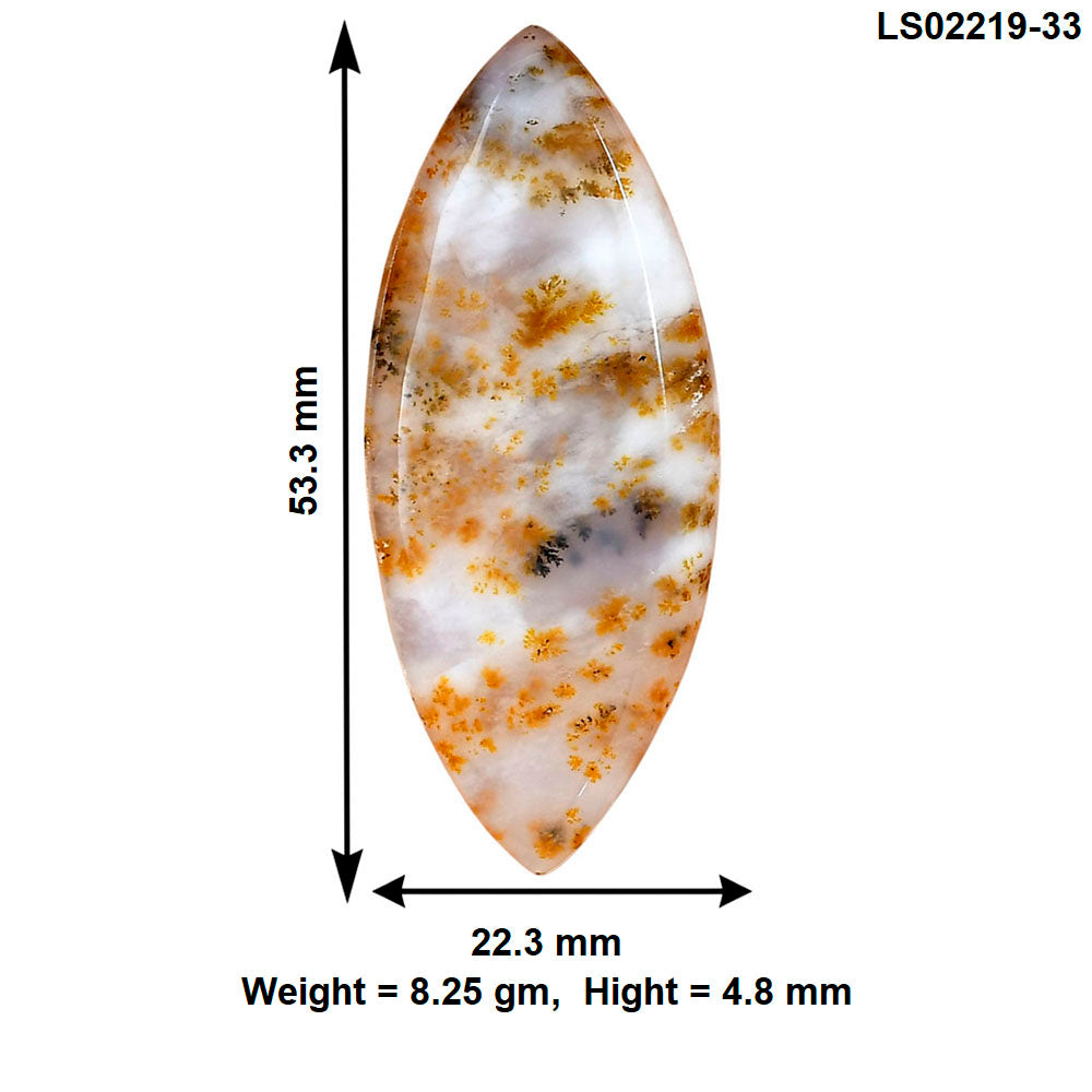 Robinson Ranch Plume Agate 53.3x22.3x4.8mm Marquise Gemstone LS02219-33