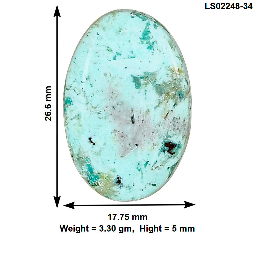 Ocean Green Chrysocolla 26.6x17.75x5 mm Oval Gemstone LS02248-34