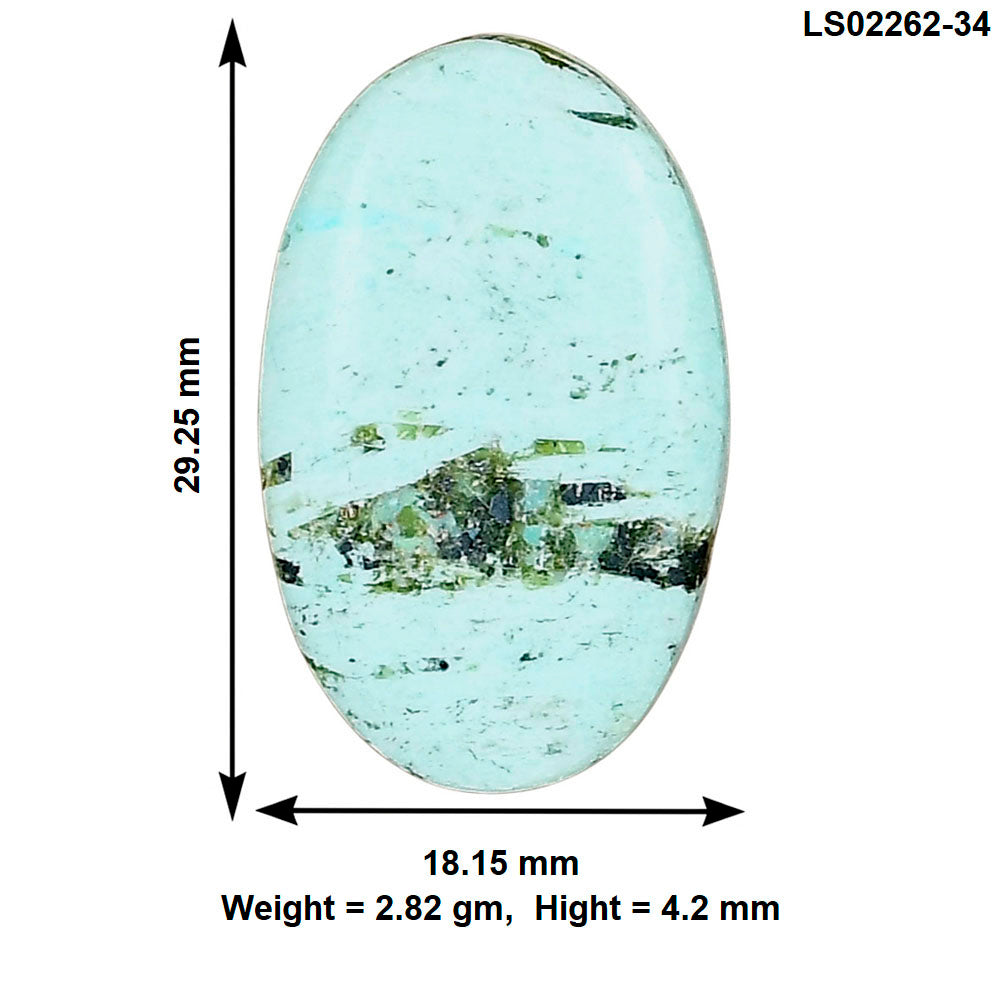 Ocean Green Chrysocolla 29.25x18.15x4.2 mm Oval Gemstone LS02262-34