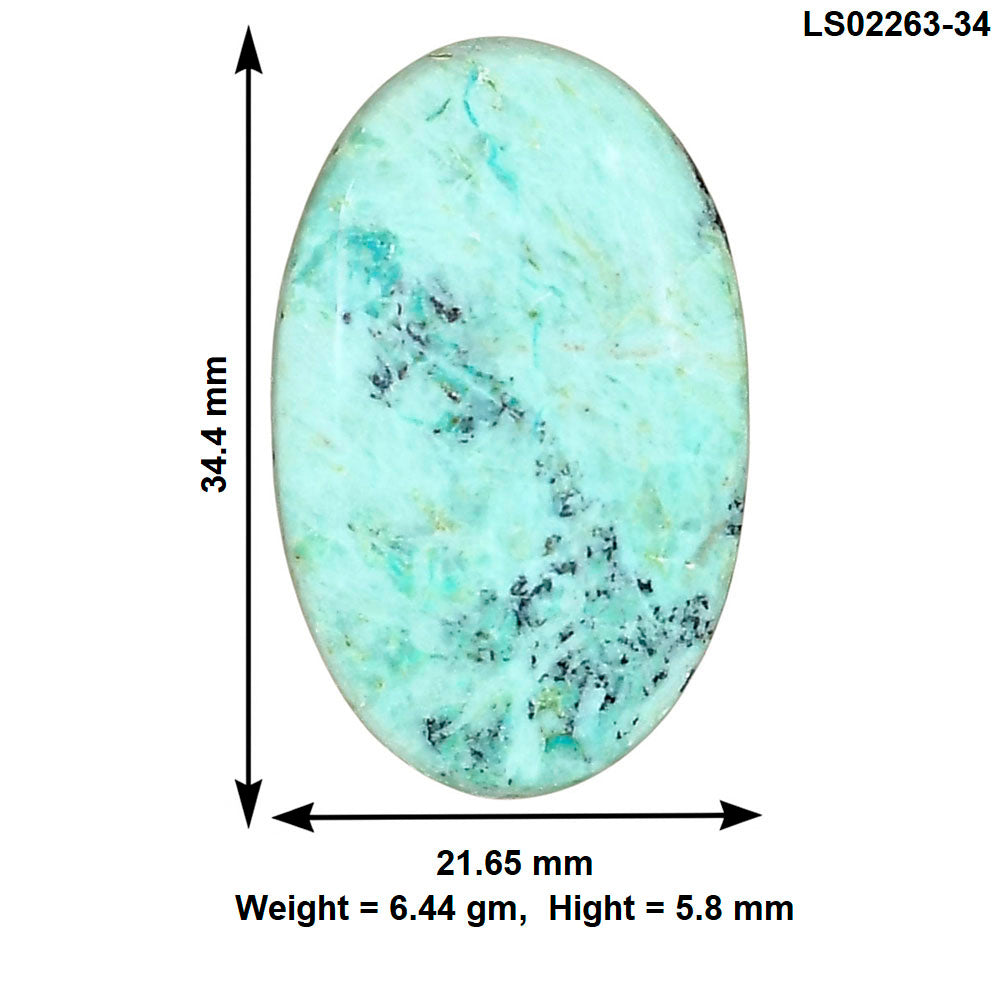 Ocean Green Chrysocolla 34.4x21.65x5.8 mm Oval Gemstone LS02263-34