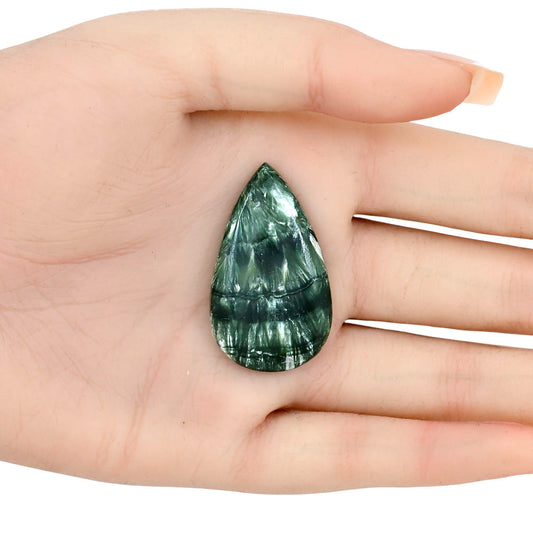 Russian Seraphinite 38.8x22.7x5 mm Pear Gemstone LS02299-35