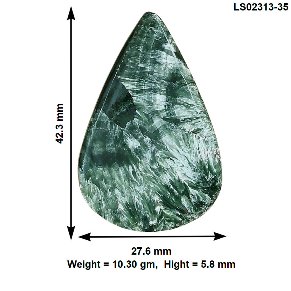 Russian Seraphinite 42.3x27.6x5.8 mm Pear Gemstone LS02313-35