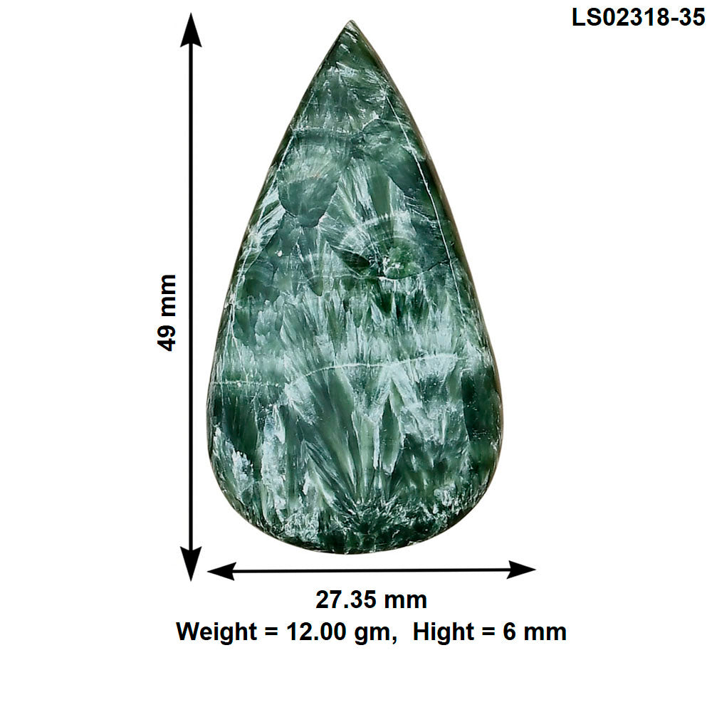 Russian Seraphinite 49x27.35x6 mm Pear Gemstone LS02318-35
