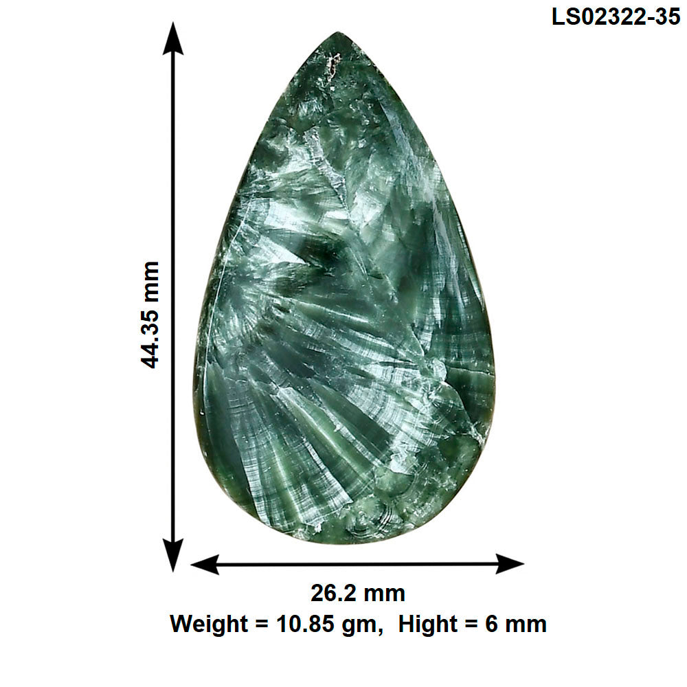 Russian Seraphinite 44.35x26.2x6 mm Pear Gemstone LS02322-35