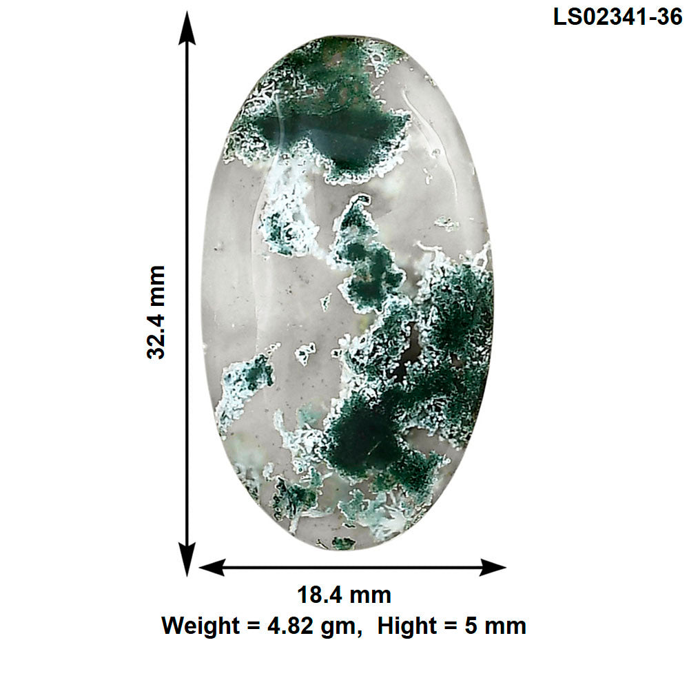 Horse Canyon Moss Agate 32.4x18.4x5 mm Oval Gemstone LS02341-36