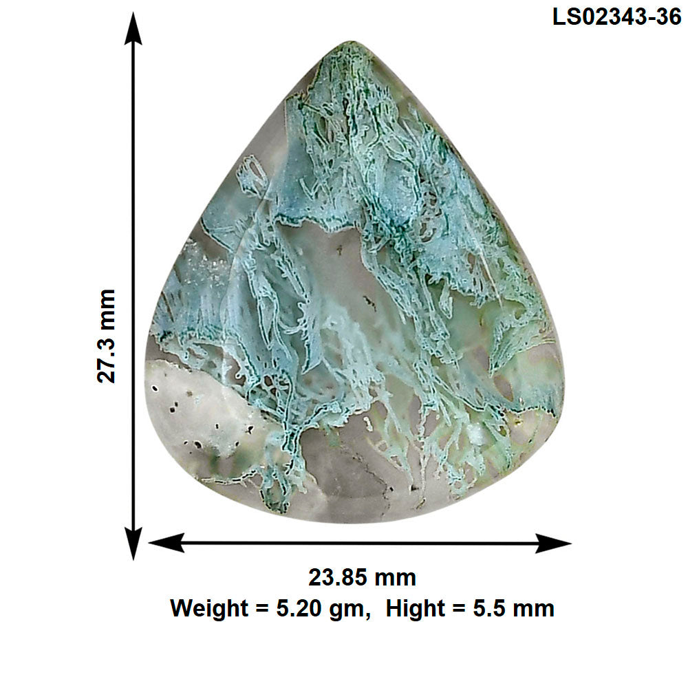 Horse Canyon Moss Agate 27.3x23.85x5.5 mm Pear Gemstone LS02343-36