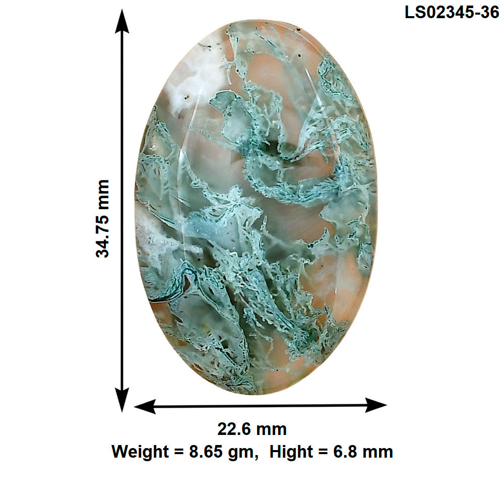 Horse Canyon Moss Agate 34.75x22.6x6.8 mm Oval Gemstone LS02345-36
