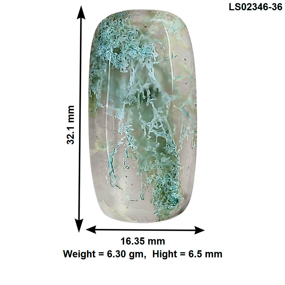 Horse Canyon Moss Agate 32.1x16.35x6.5 mm Baguette Gemstone LS02346-36