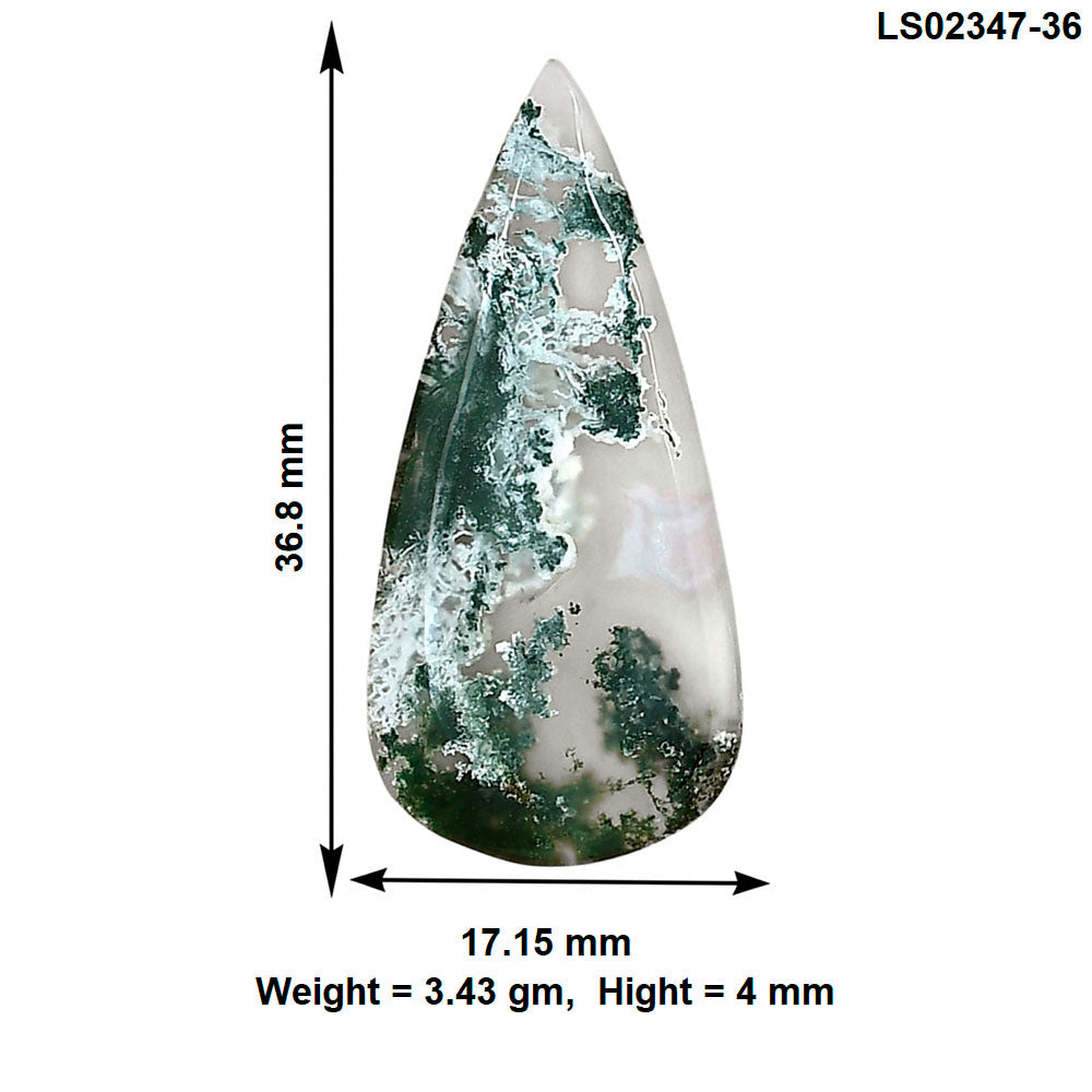 Horse Canyon Moss Agate 36.8x17.15x4 mm Pear Gemstone LS02347-36