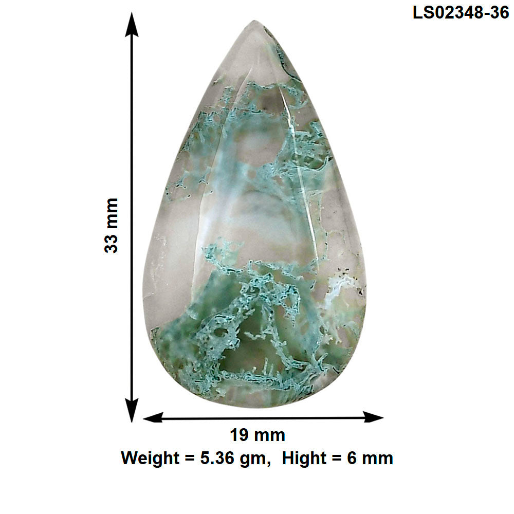 Horse Canyon Moss Agate 33x19x6 mm Pear Gemstone LS02348-36