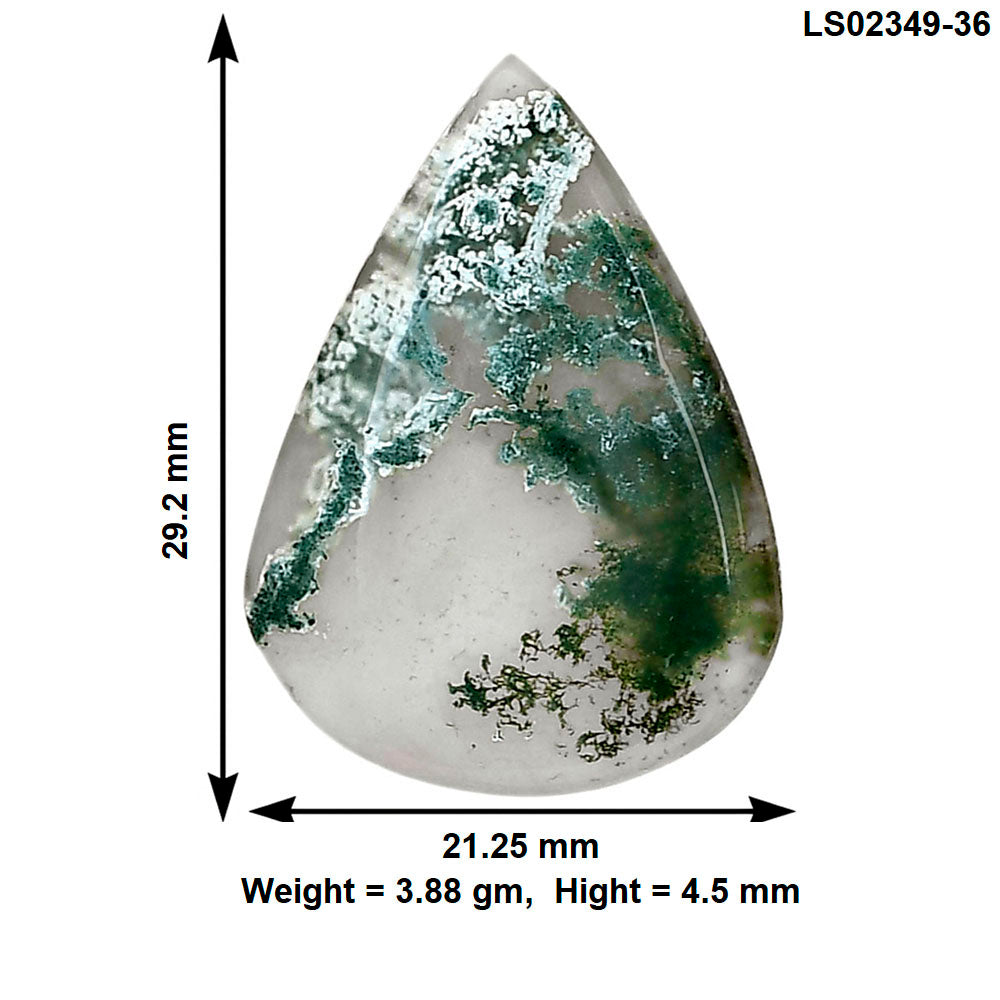 Horse Canyon Moss Agate 29.2x21.25x4.5 mm Pear Gemstone LS02349-36