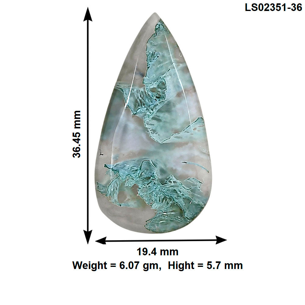 Horse Canyon Moss Agate 36.45x19.4x5.7 mm Pear Gemstone LS02351-36