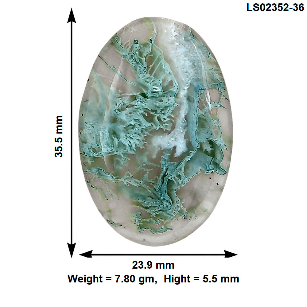 Horse Canyon Moss Agate 35.5x23.9x5.5 mm Oval Gemstone LS02352-36