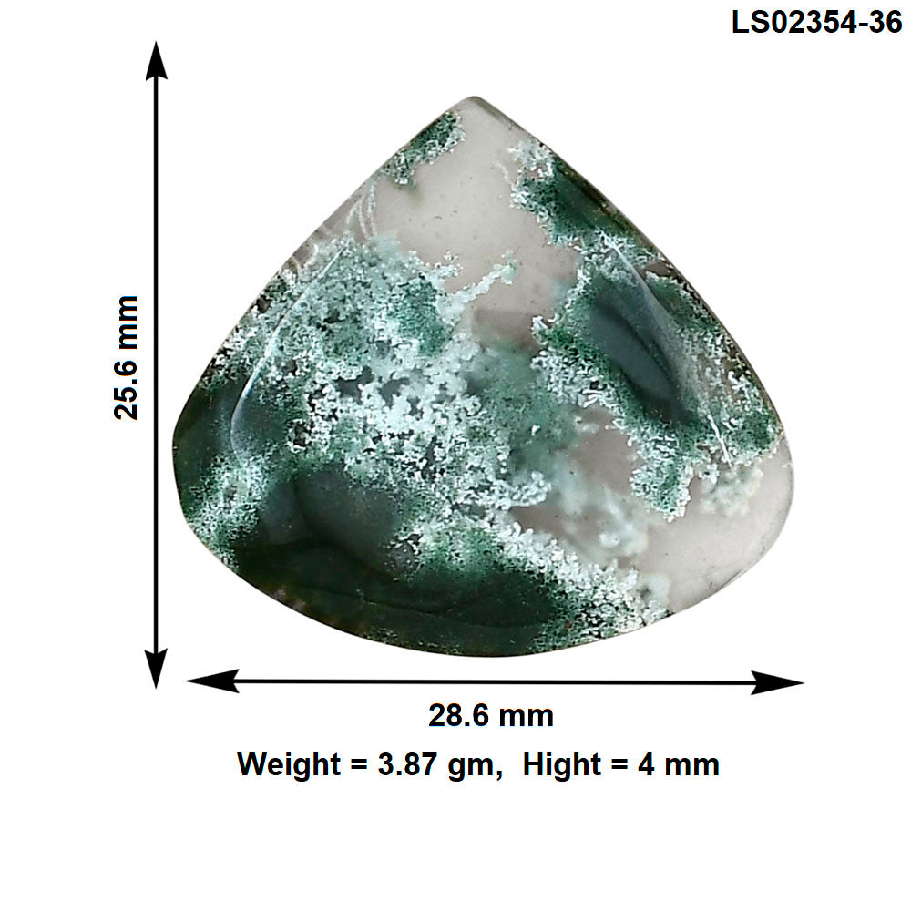 Horse Canyon Moss Agate 28.6x25.6x4 mm Heart Gemstone LS02354-36