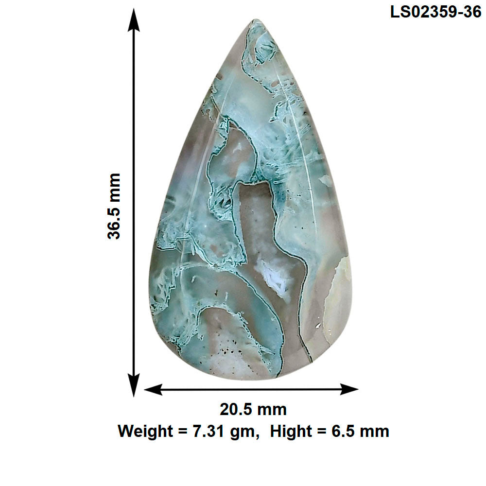 Horse Canyon Moss Agate 36.5x20.5x6.5 mm Pear Gemstone LS02359-36