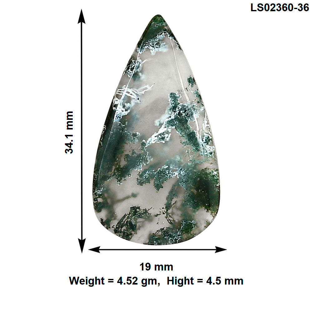 Horse Canyon Moss Agate 34.1x19x4.5 mm Pear Gemstone LS02360-36