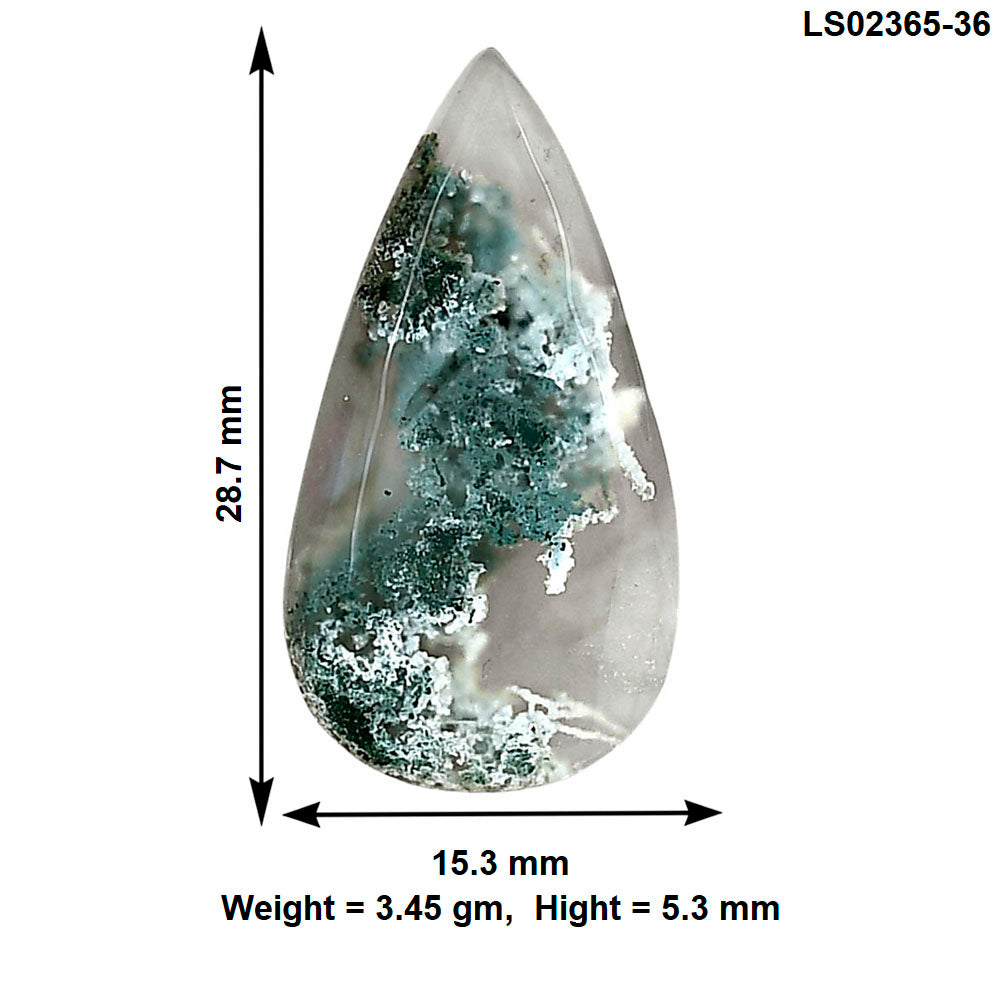 Horse Canyon Moss Agate 28.7x15.3x5.3 mm Pear Gemstone LS02365-36