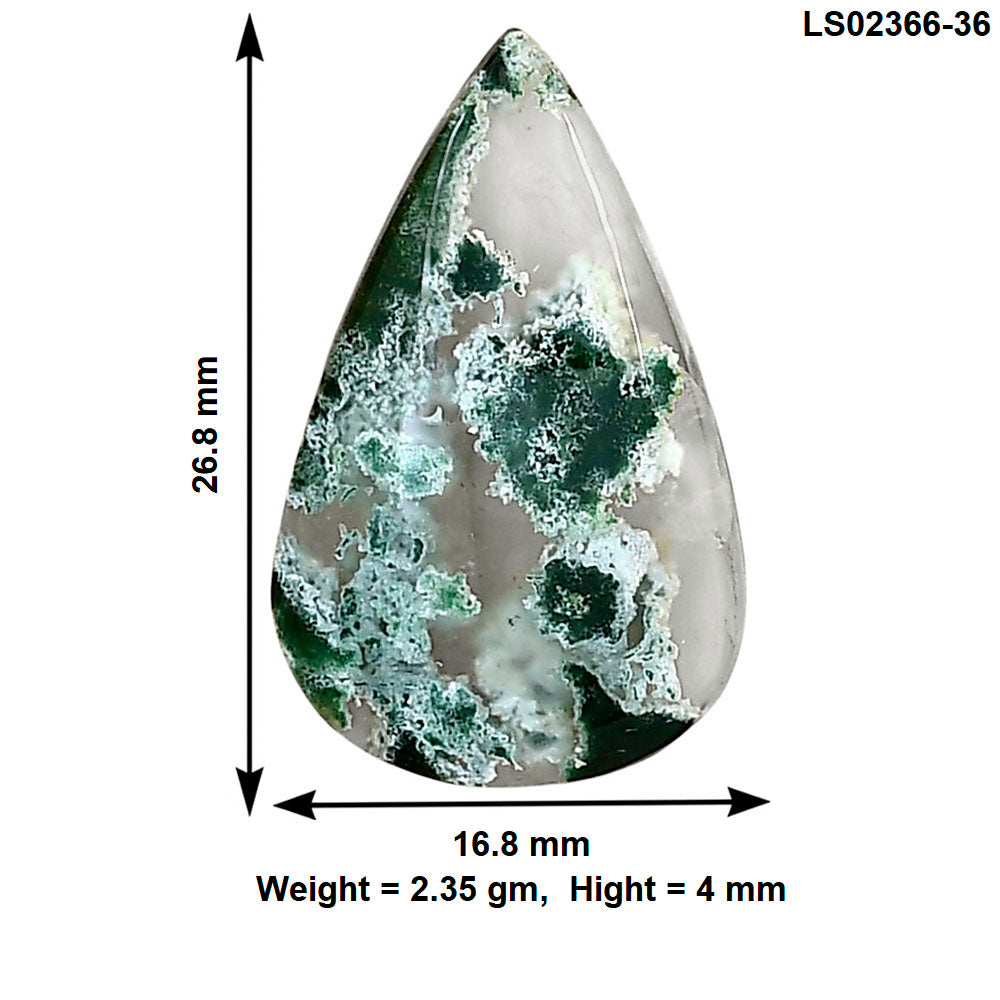 Horse Canyon Moss Agate 26.8x16.8x4 mm Pear Gemstone LS02366-36