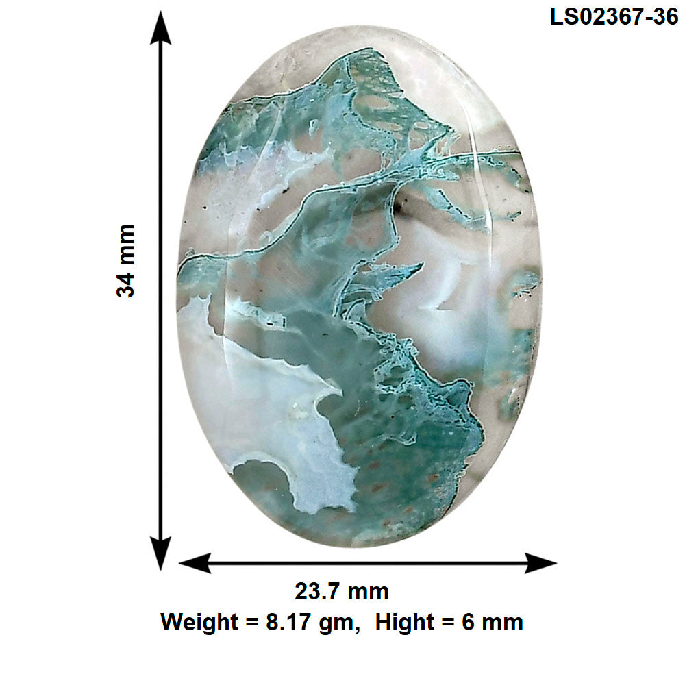 Horse Canyon Moss Agate 34x23.7x6 mm Oval Gemstone LS02367-36