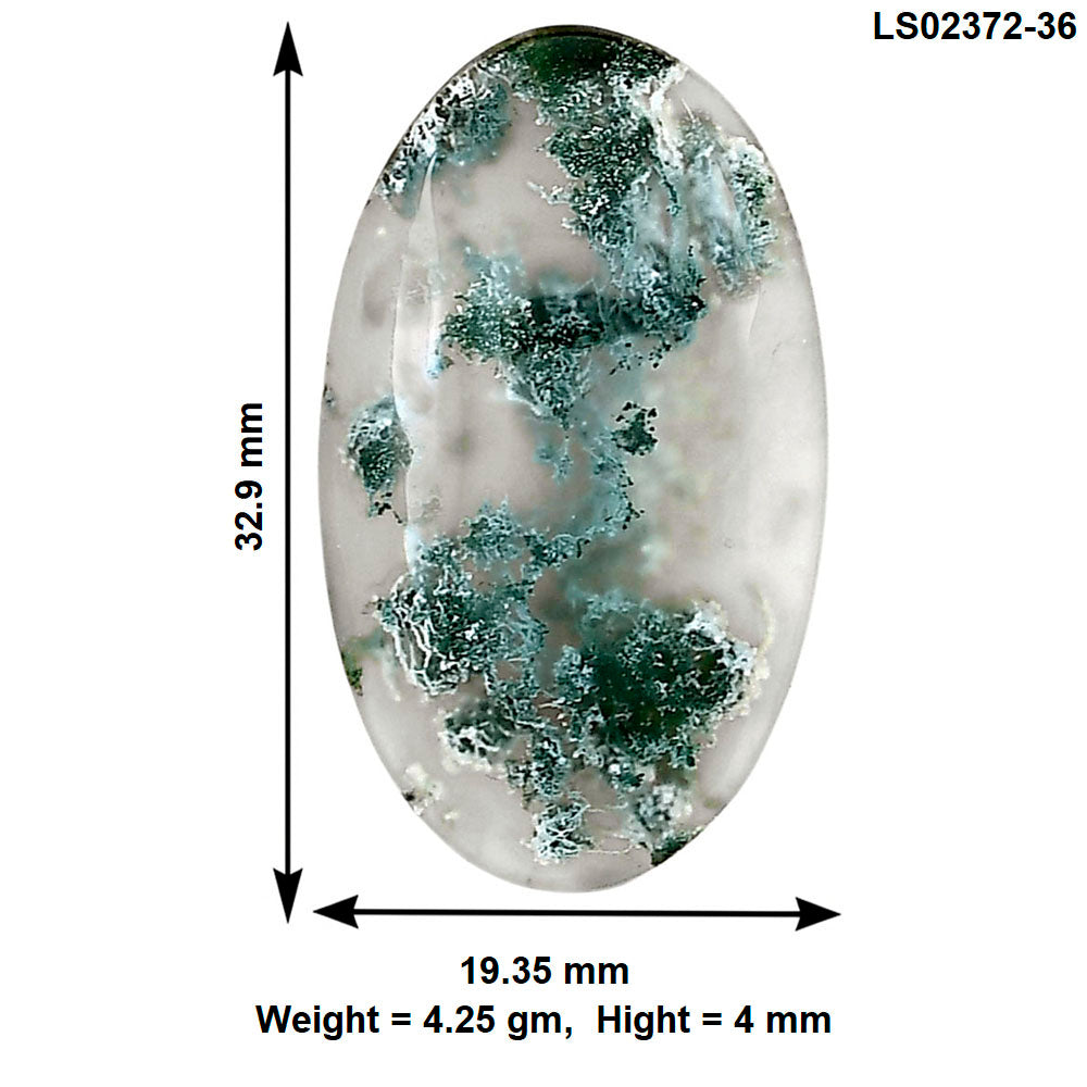 Horse Canyon Moss Agate 32.9x19.35x4 mm Oval Gemstone LS02372-36
