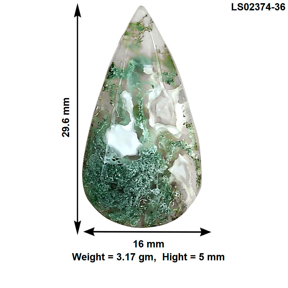 Horse Canyon Moss Agate 29.6x16x5 mm Pear Gemstone LS02374-36