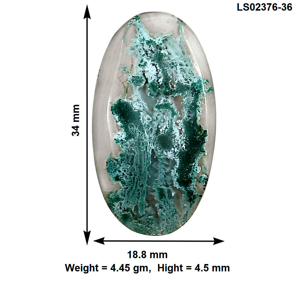 Horse Canyon Moss Agate 34x18.8x4.5 mm Oval Gemstone LS02376-36