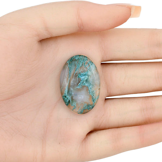 Horse Canyon Moss Agate 32.4x22.15x5.7 mm Oval Gemstone LS02380-36