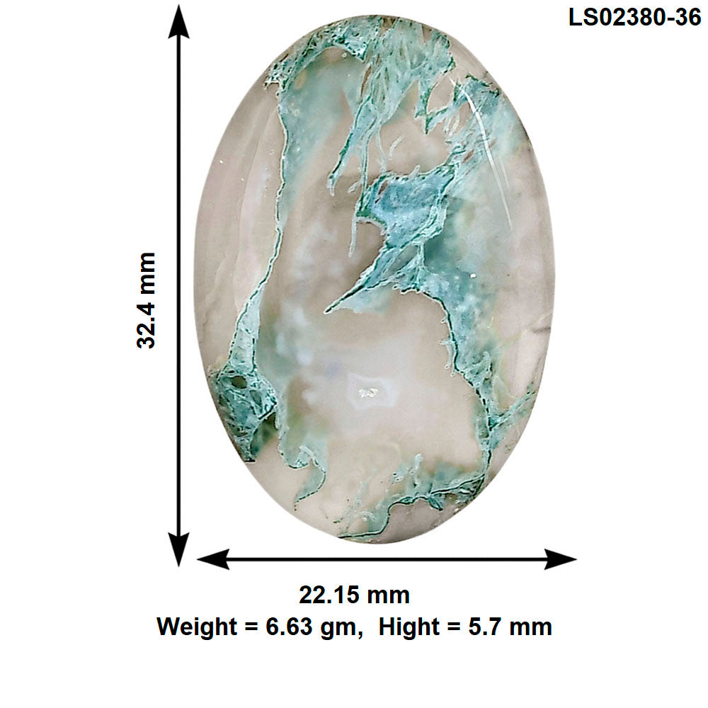 Horse Canyon Moss Agate 32.4x22.15x5.7 mm Oval Gemstone LS02380-36