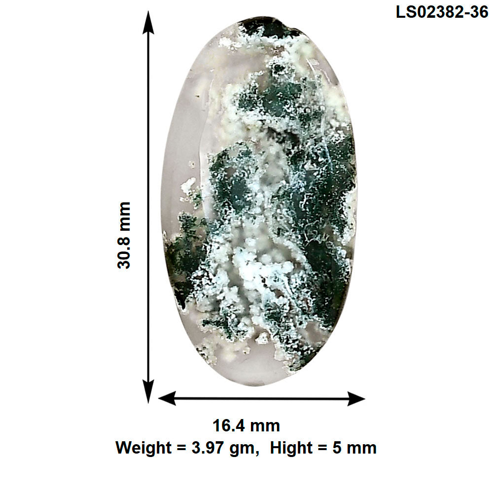 Horse Canyon Moss Agate 30.8x16.4x5 mm Oval Gemstone LS02382-36