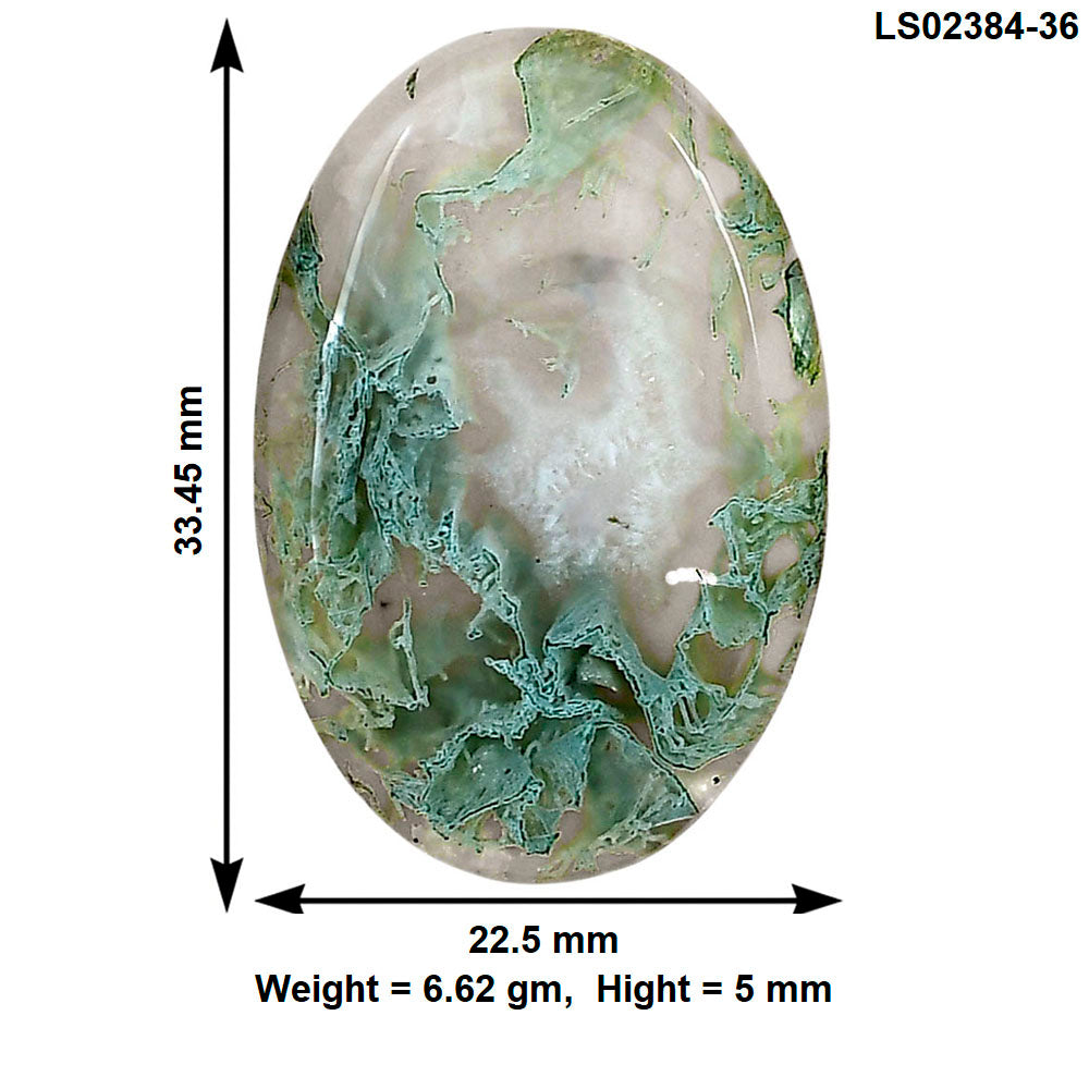 Horse Canyon Moss Agate 33.45x22.5x5 mm Oval Gemstone LS02384-36