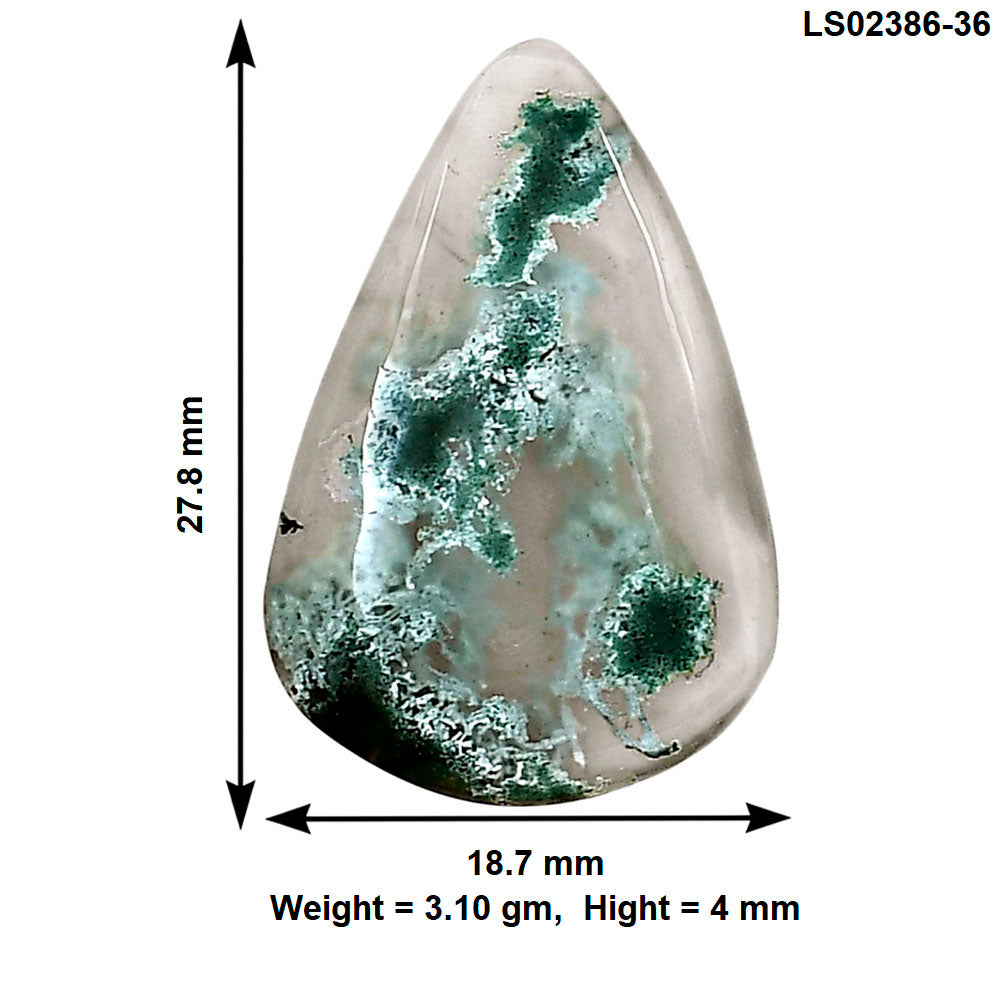 Horse Canyon Moss Agate 27.8x18.7x4 mm Pear Gemstone LS02386-36